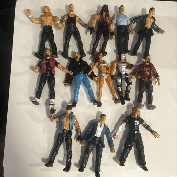 WWE WWF Vintage Wrestling Action Figure Lot of 13 Mick Foley Sting 